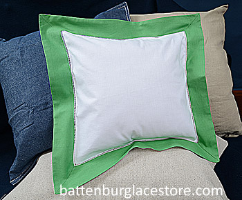 Pillow Sham Cover.26x26 in.White with Mint Green border - Click Image to Close